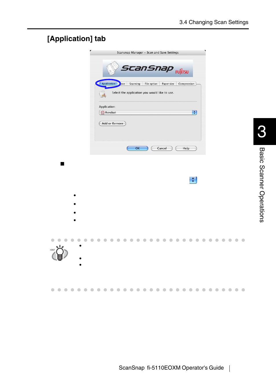 Application] tab, 35 basic scanner oper ations | FUJITSU fi-5110EOXM User Manual | Page 51 / 121