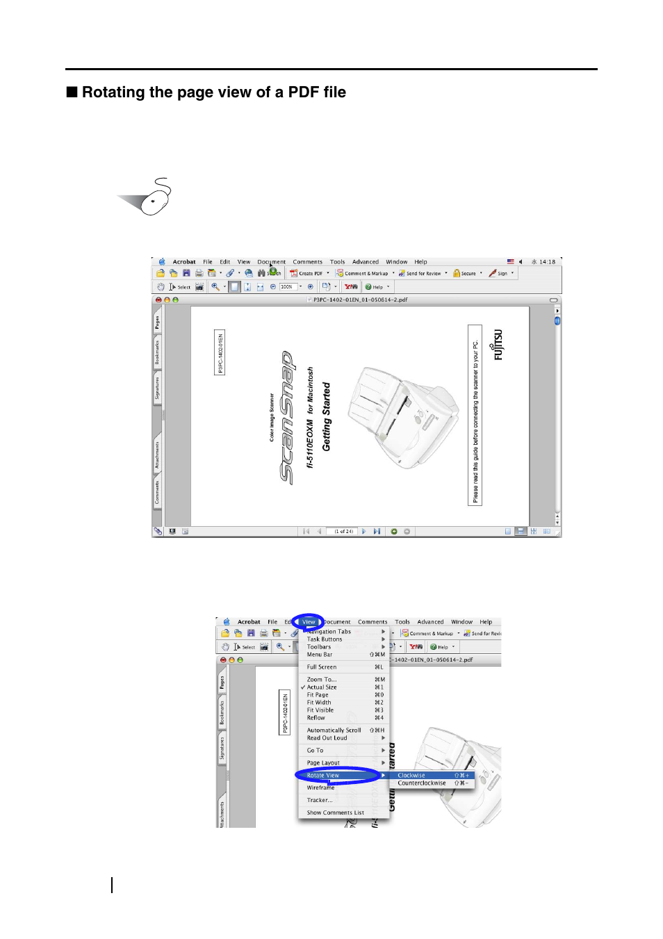 58 ■ rotating the page view of a pdf file | FUJITSU fi-5110EOXM User Manual | Page 74 / 121