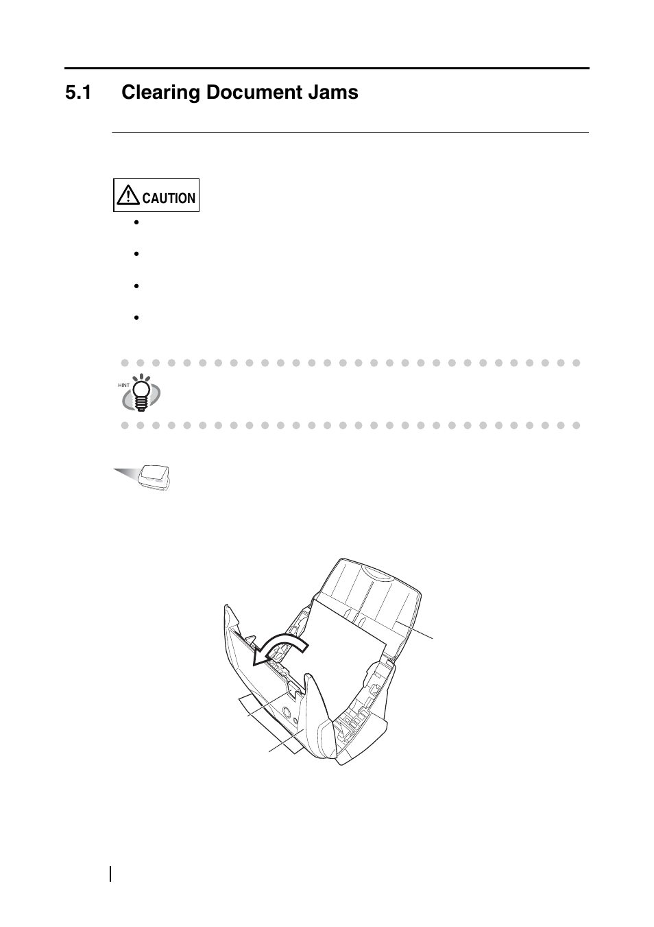 1 clearing document jams | FUJITSU fi-5110EOXM User Manual | Page 86 / 121
