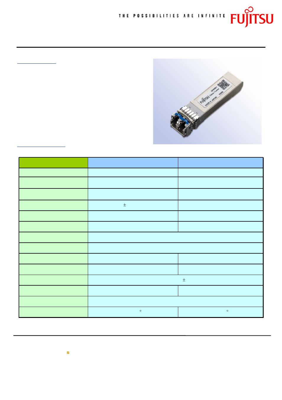 FUJITSU SFP MSA User Manual | 1 page