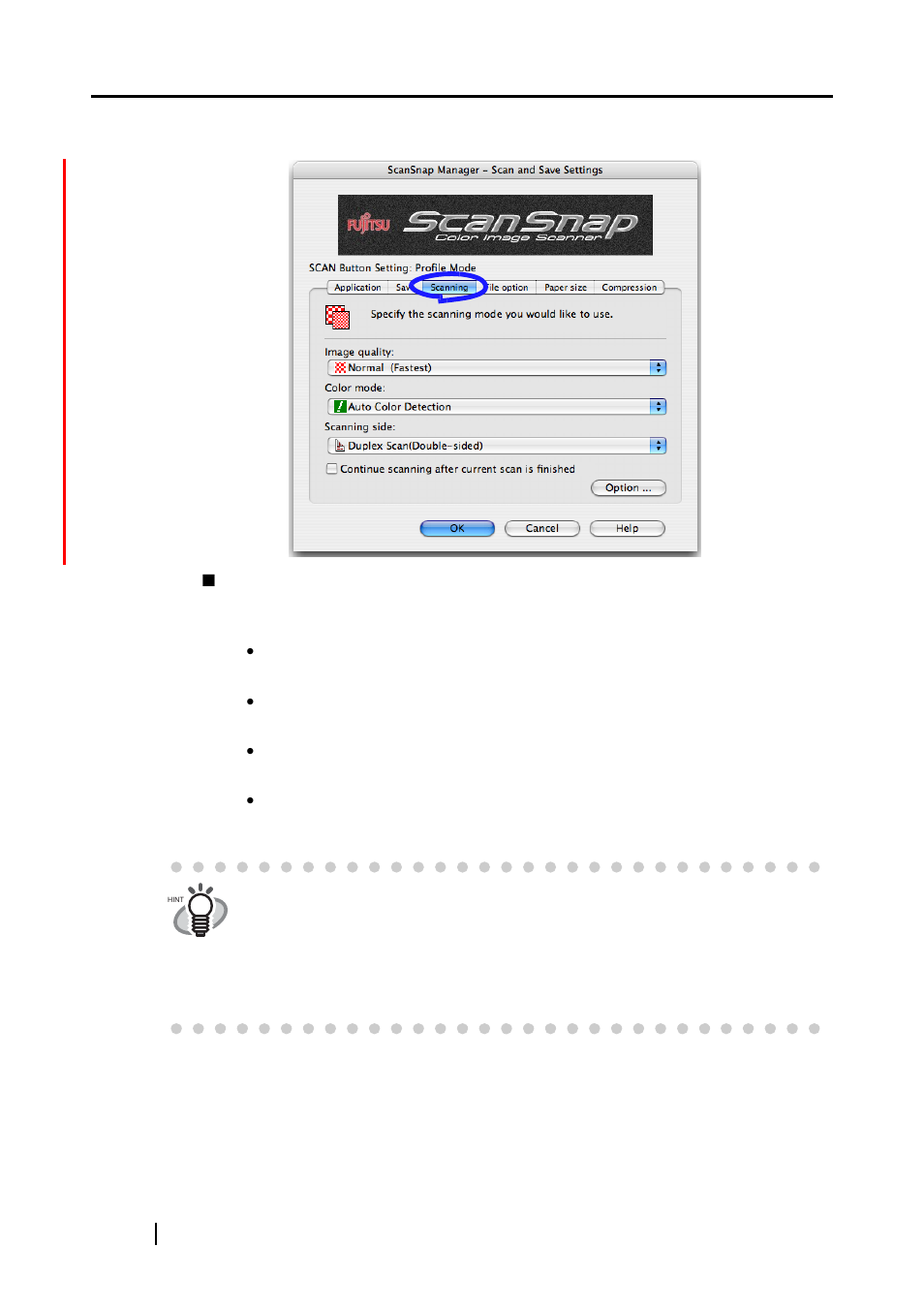 Scanning] tab | FUJITSU ScanSnap Color Image Scanner S510M User Manual | Page 60 / 171