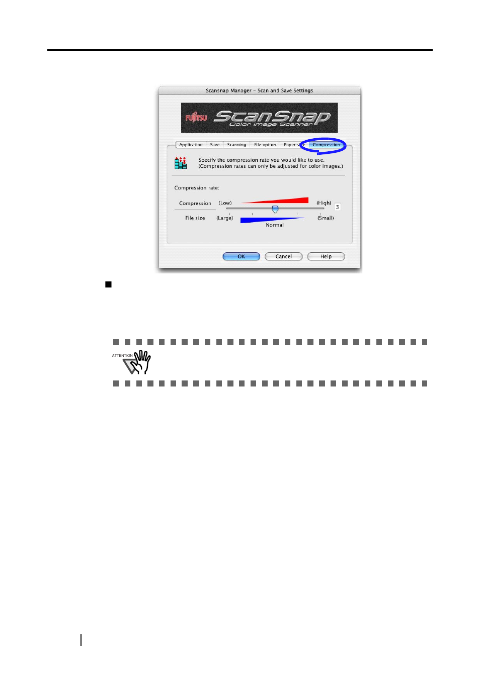 Compression] tab | FUJITSU ScanSnap Color Image Scanner S510M User Manual | Page 74 / 171