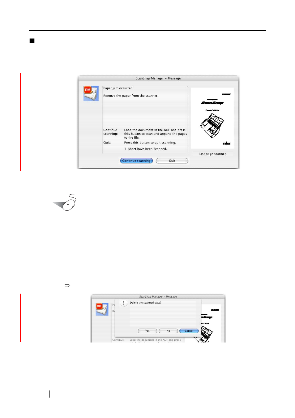 78 ■ continuing/stopping scanning after an error | FUJITSU ScanSnap Color Image Scanner S510M User Manual | Page 94 / 171
