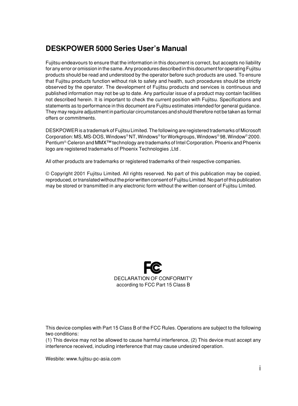 FUJITSU 500 User Manual | 80 pages
