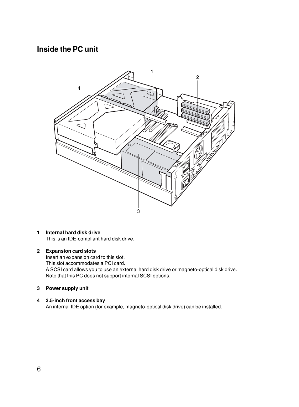 Inside the pc unit | FUJITSU 500 User Manual | Page 17 / 80
