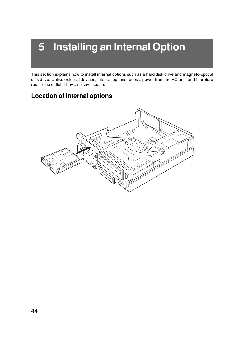5 installing an internal option | FUJITSU 500 User Manual | Page 55 / 80