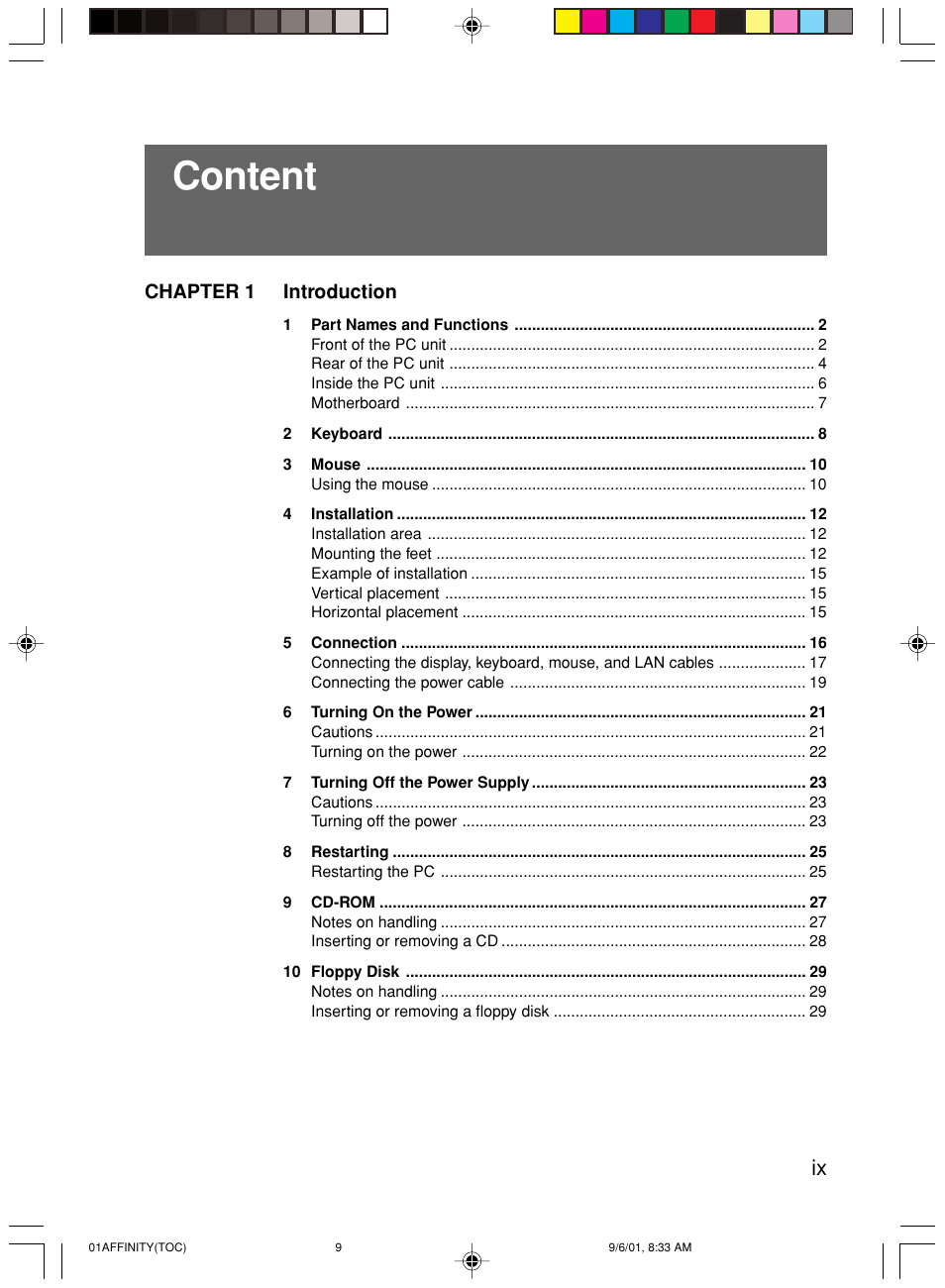 Content | FUJITSU 500 User Manual | Page 9 / 80