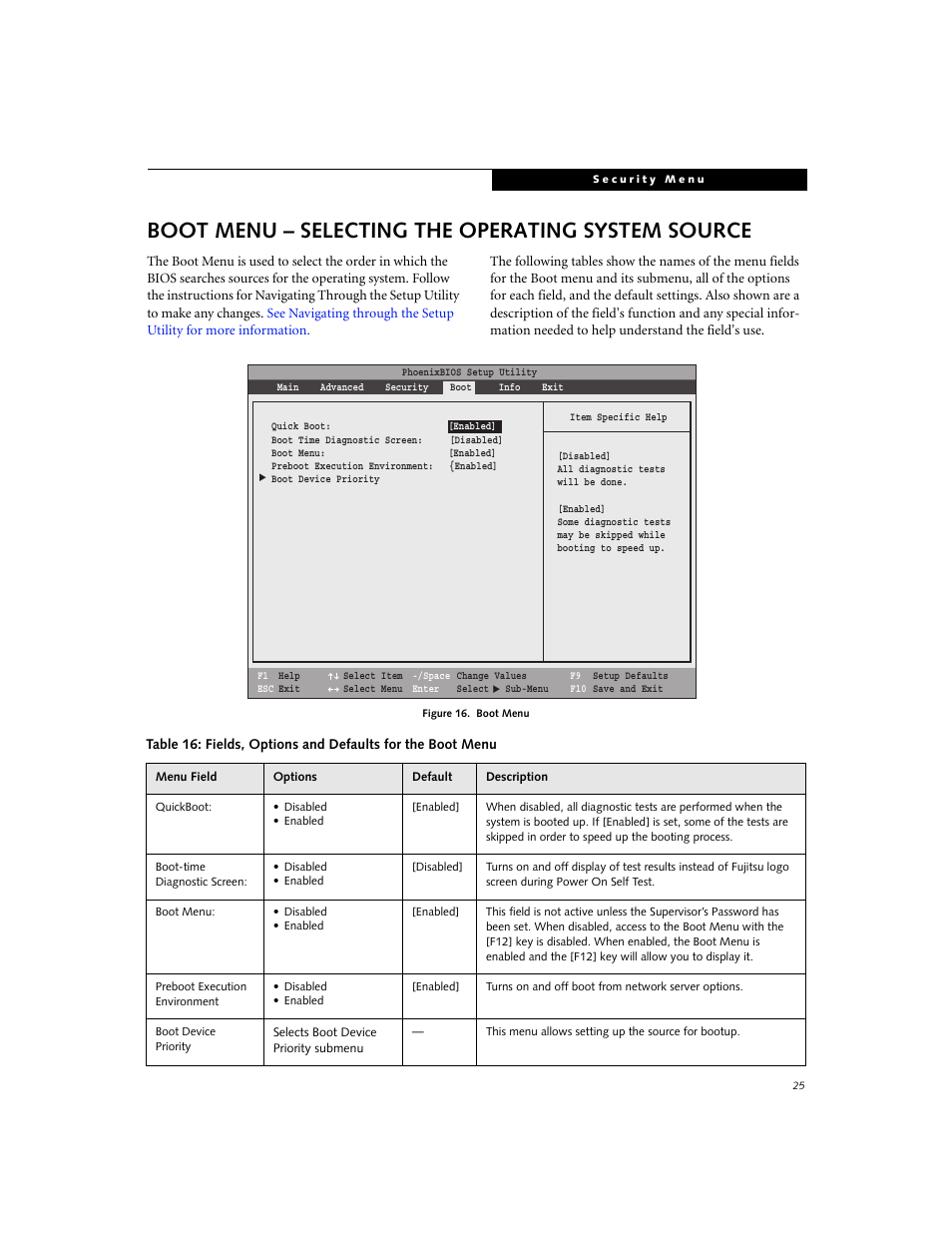Boot menu – selecting the operating system source | FUJITSU C1320D User Manual | Page 25 / 30