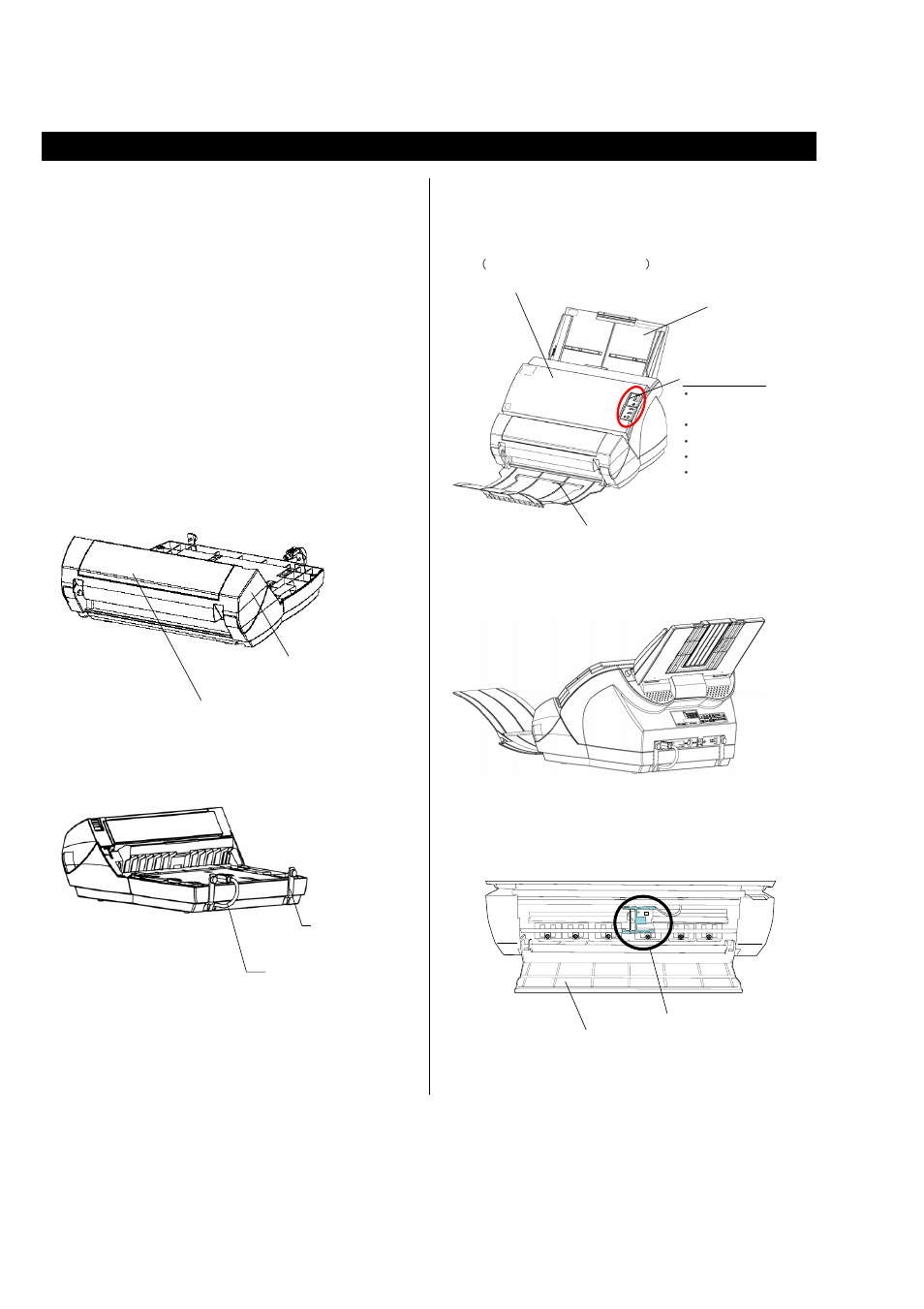 Preparations, Checking the package contents, Names and functions of parts | FUJITSU FI-553PR User Manual | Page 6 / 16