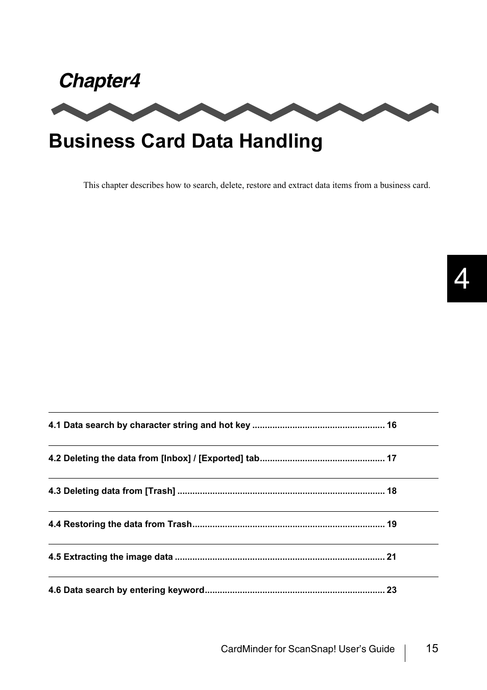 Chapter4 business card data handling, Chapter4, Business card data handling | Ee chapter 4 | FUJITSU CardMinder User Manual | Page 21 / 46