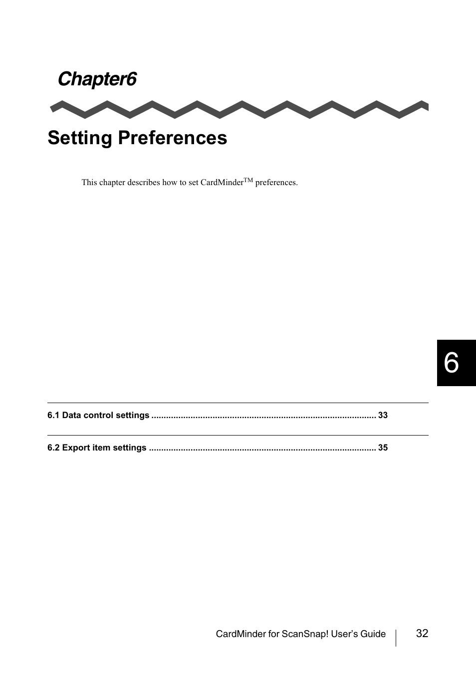 Chapter6 setting preferences, Chapter6 setting, Preferences | FUJITSU CardMinder User Manual | Page 38 / 46