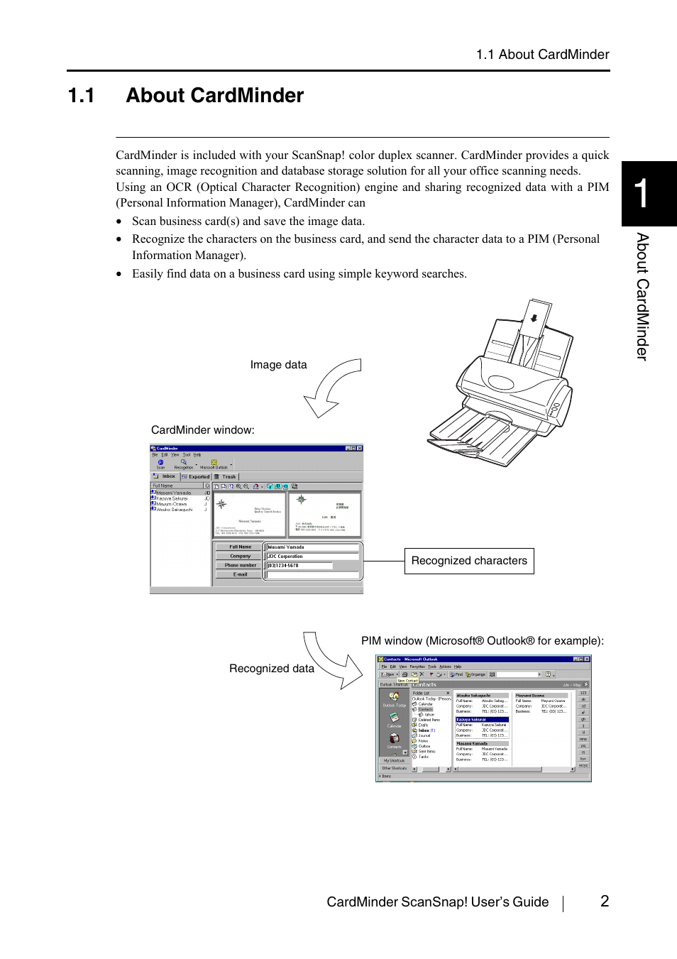 1 about cardminder | FUJITSU CardMinder User Manual | Page 8 / 46
