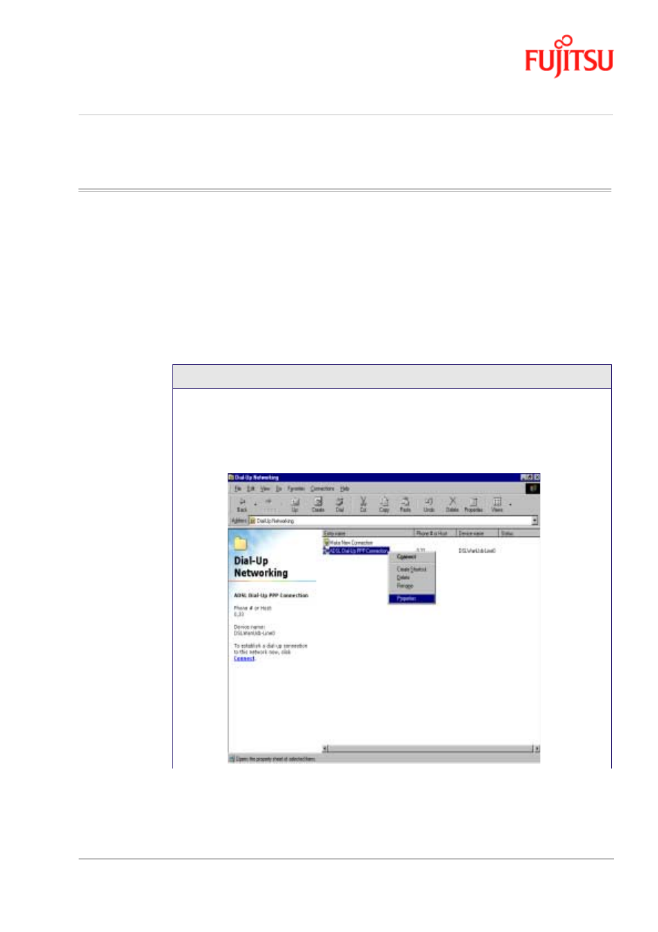 Windows 98 and windows 98 second edition, Windows 98 and windows 98 second edition -17, Procedure 4-6 | Set the tcp/ip for windows 98 -17, Set the tcp/ip for windows 98 | FUJITSU ISSUE 02 3XAX-00803AAS User Manual | Page 81 / 100