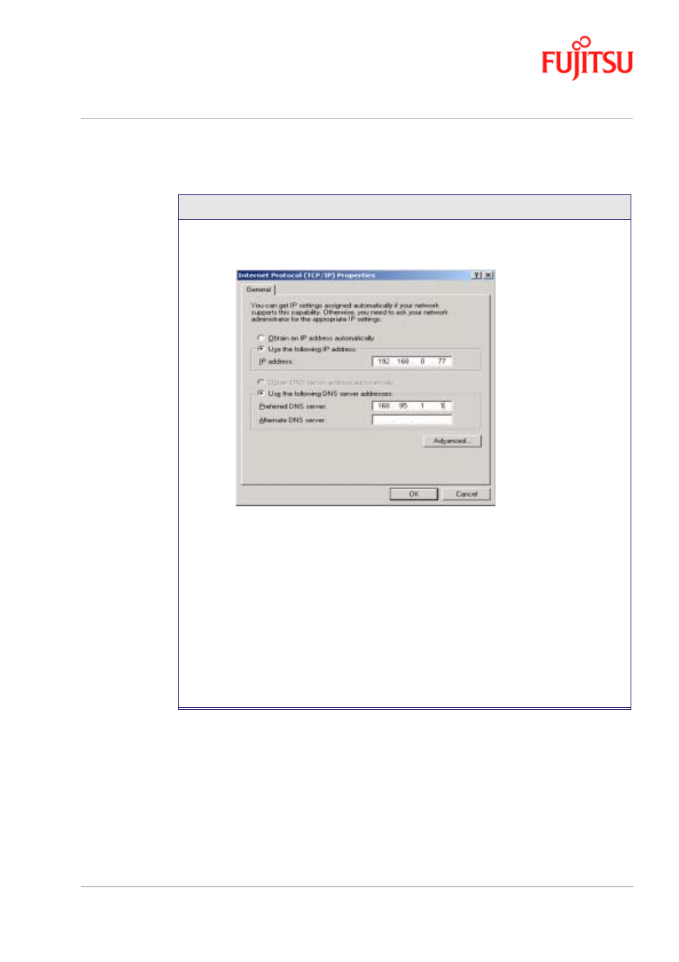 Procedure 4-8: set the tcp/ip for windows xp | FUJITSU ISSUE 02 3XAX-00803AAS User Manual | Page 89 / 100