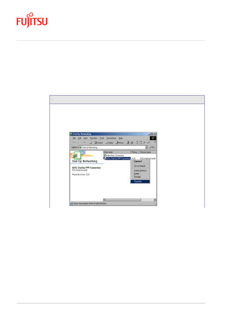 Windows me, Windows me -26, Procedure 4-9 | Set the tcp/ip for windows me -26, Set the tcp/ip for windows me, Procedure 4-9: set the tcp/ip for windows me | FUJITSU ISSUE 02 3XAX-00803AAS User Manual | Page 90 / 100