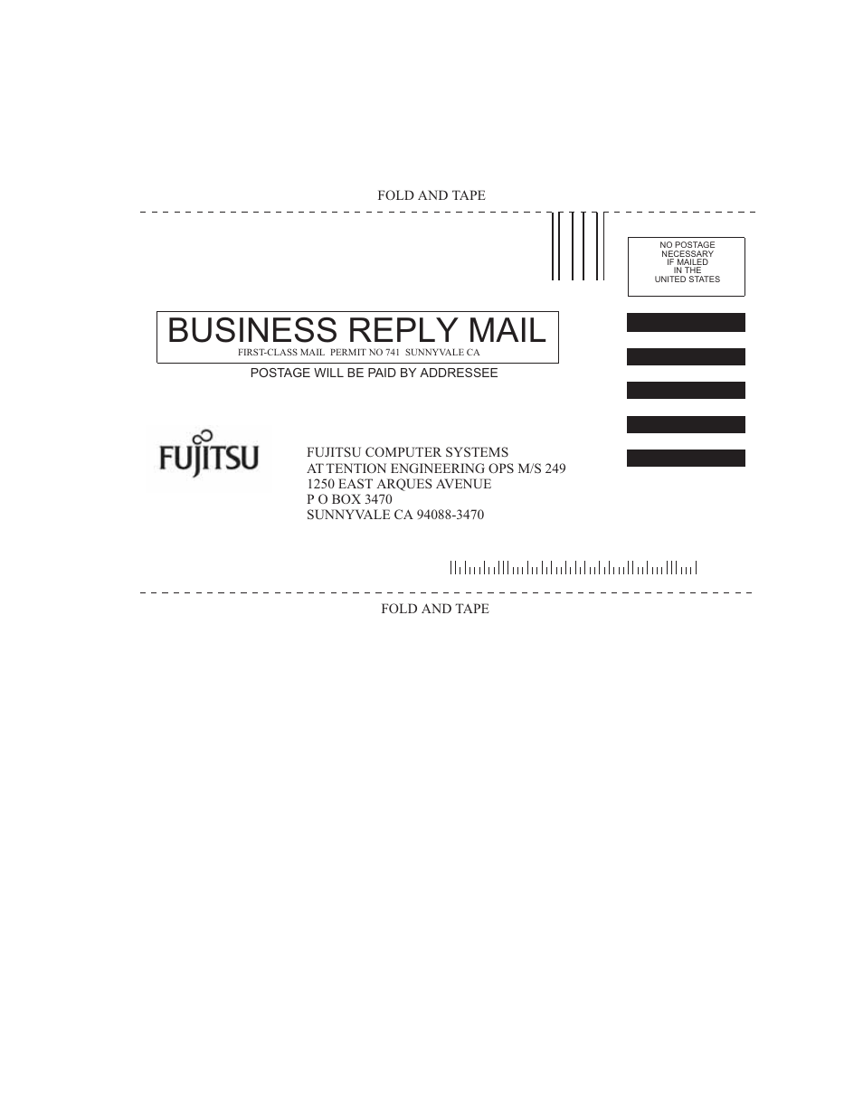 Business reply mail | FUJITSU SPARC ENTERPRISE M4000 User Manual | Page 21 / 444