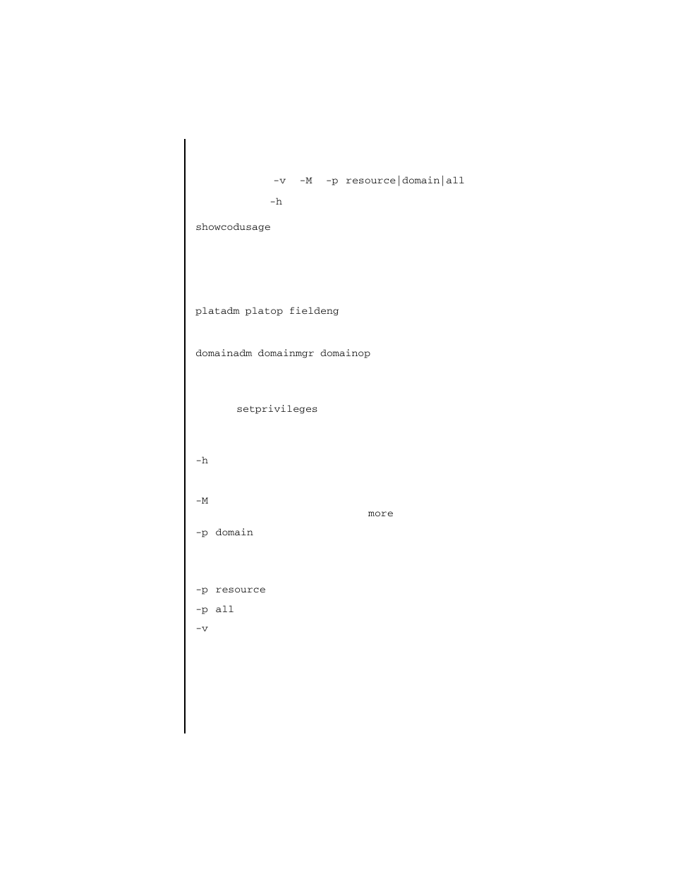Showcodusage | FUJITSU SPARC ENTERPRISE M4000 User Manual | Page 289 / 444