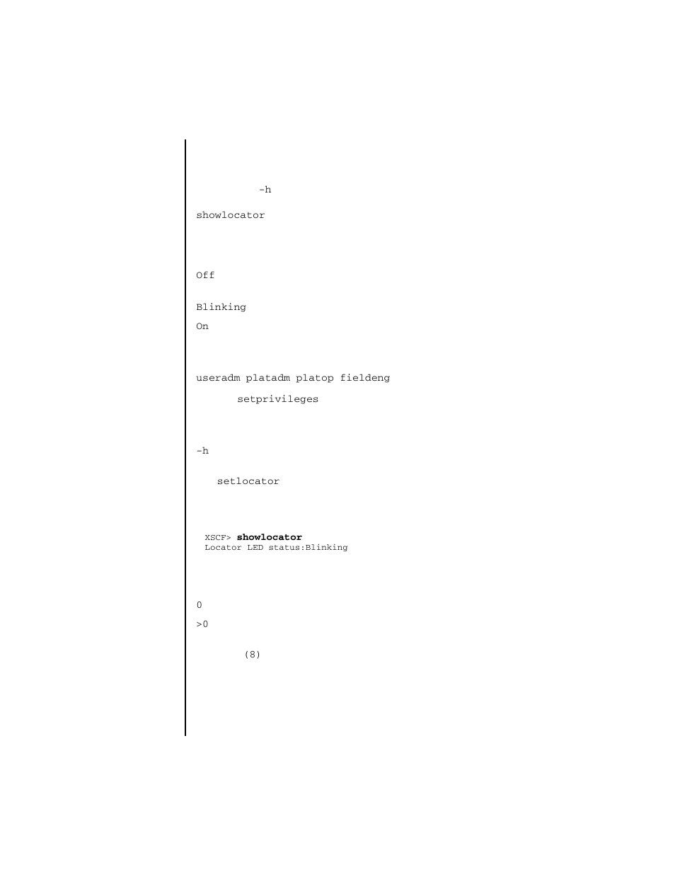 Showlocator | FUJITSU SPARC ENTERPRISE M4000 User Manual | Page 343 / 444
