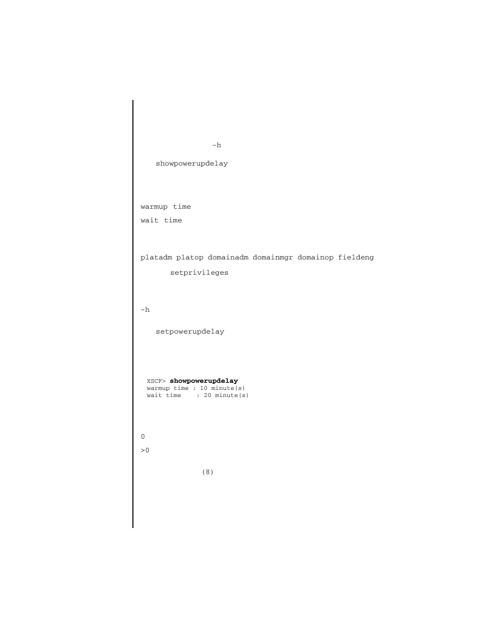 Showpowerupdelay | FUJITSU SPARC ENTERPRISE M4000 User Manual | Page 377 / 444