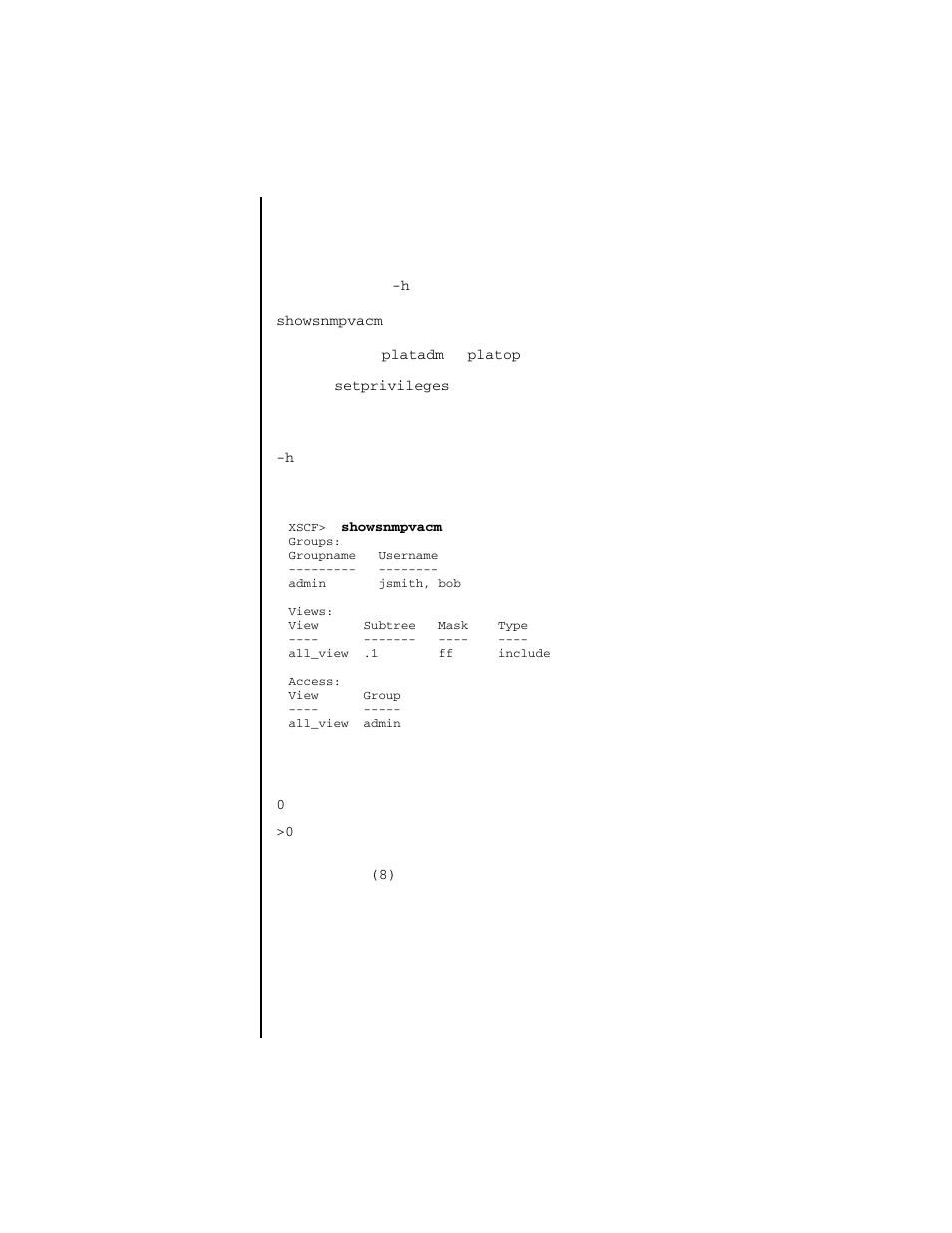 Showsnmpvacm | FUJITSU SPARC ENTERPRISE M4000 User Manual | Page 393 / 444