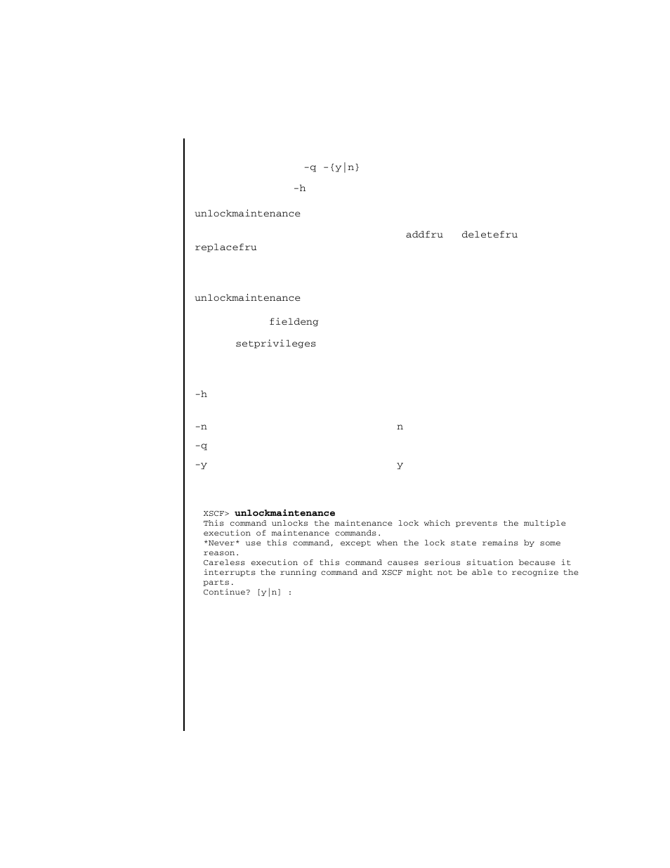 Unlockmaintenance | FUJITSU SPARC ENTERPRISE M4000 User Manual | Page 427 / 444