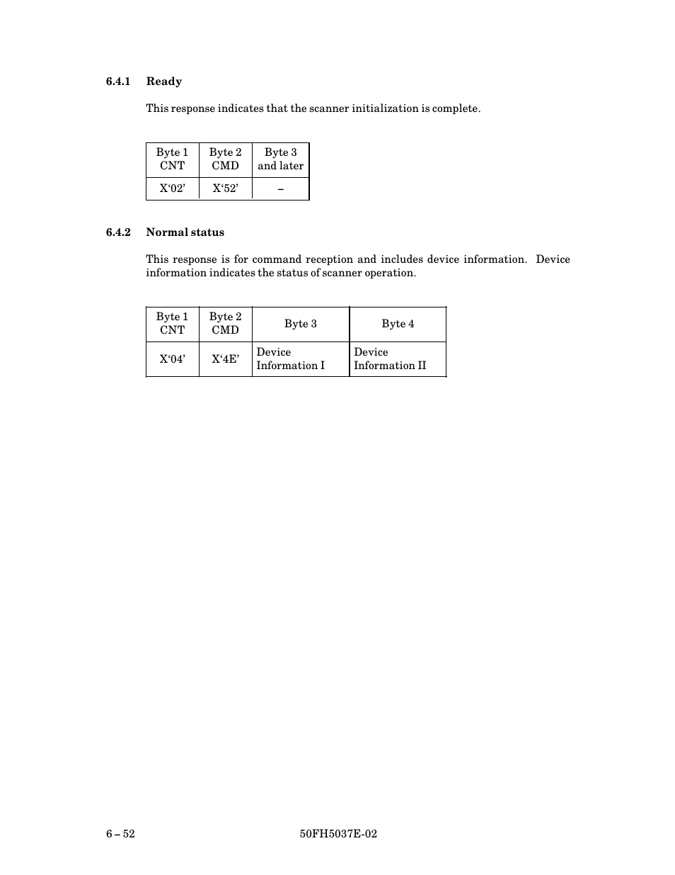 1 ready, 2 normal status, Ready $ 52 | Normal status $ 52 | FUJITSU 50FH5037E-02 User Manual | Page 102 / 142