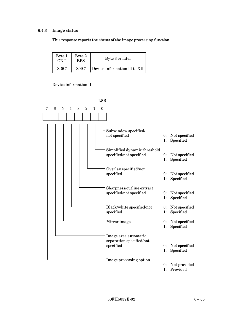 3 image status, Image status $ 55 | FUJITSU 50FH5037E-02 User Manual | Page 105 / 142