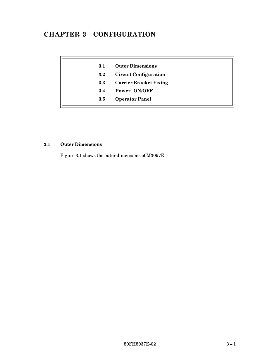 Chapter 3 configuration, 1 outer dimensions, Outer dimensions $ 1 | FUJITSU 50FH5037E-02 User Manual | Page 27 / 142