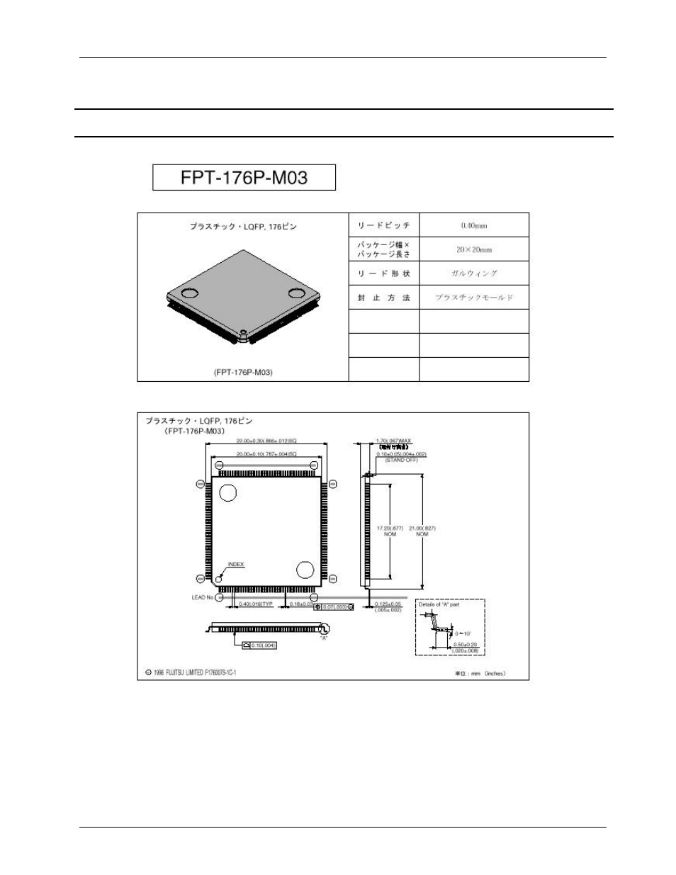 Outline drawing of package | FUJITSU MB86617A User Manual | Page 16 / 139