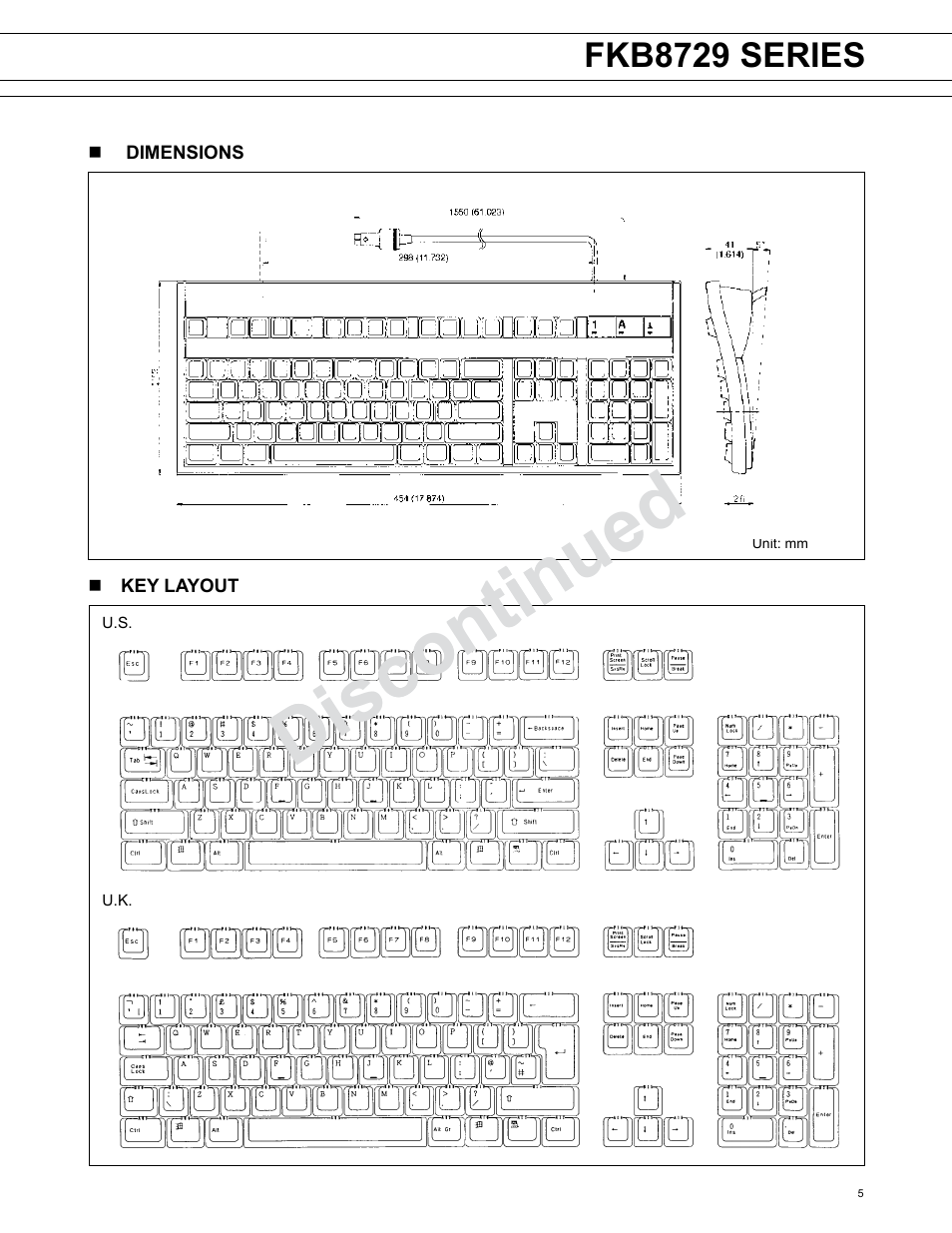 Discontinued, Fkb8729 series | FUJITSU FKB8729 Series User Manual | Page 5 / 8