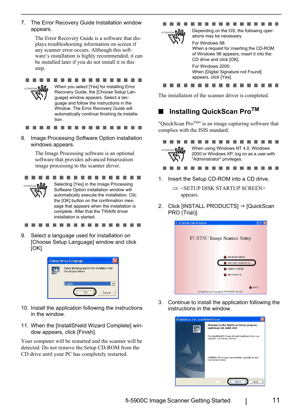 Installing quickscan pro | FUJITSU fi-5900C User Manual | Page 19 / 30