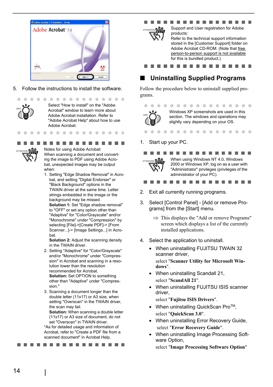 Uninstalling supplied programs | FUJITSU fi-5900C User Manual | Page 22 / 30