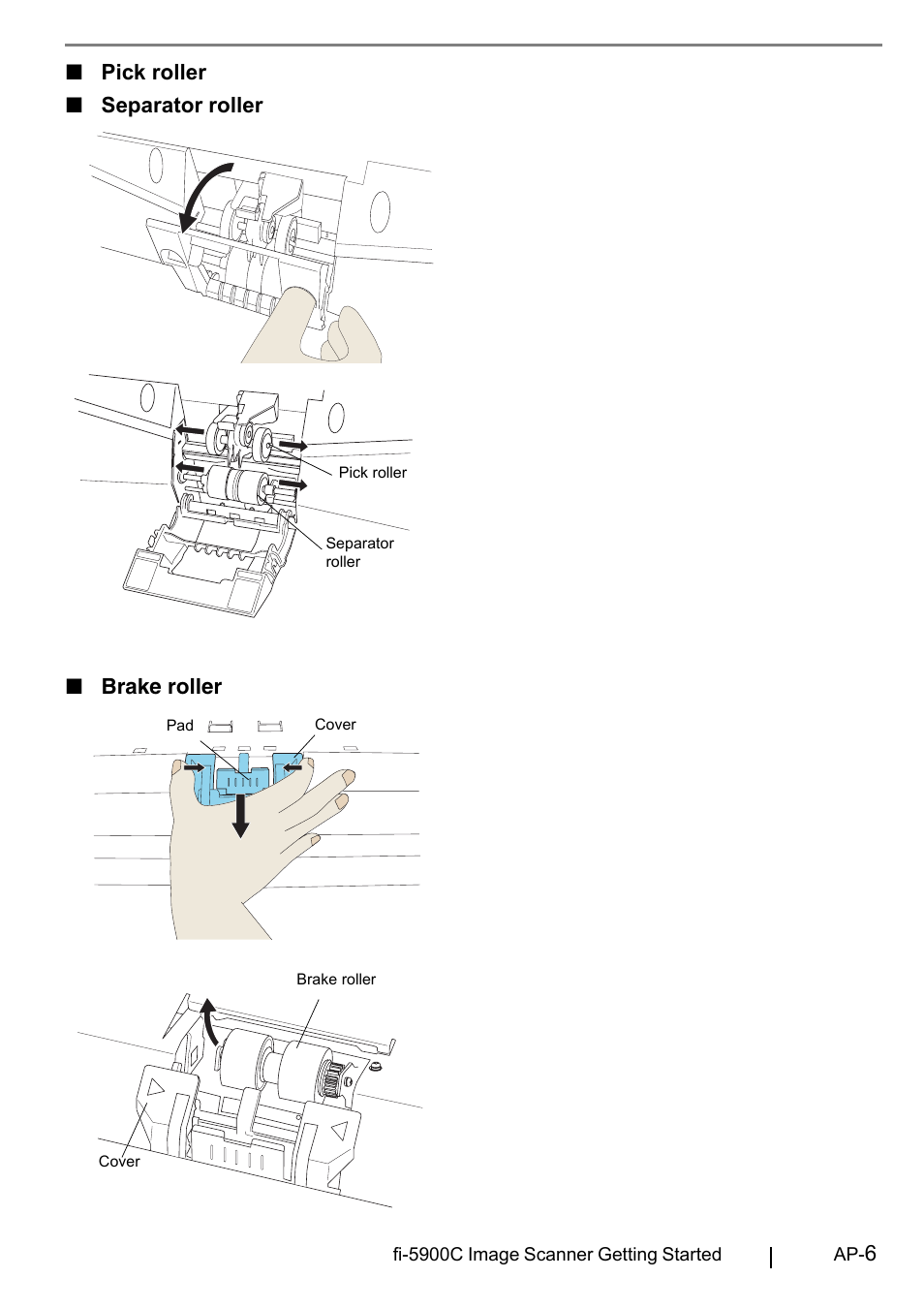 6■ pick roller ■ separator roller ■ brake roller | FUJITSU fi-5900C User Manual | Page 29 / 30