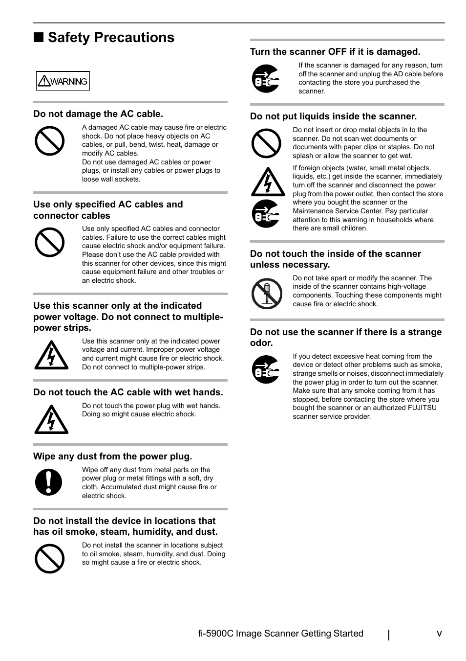 Safety precautions | FUJITSU fi-5900C User Manual | Page 7 / 30