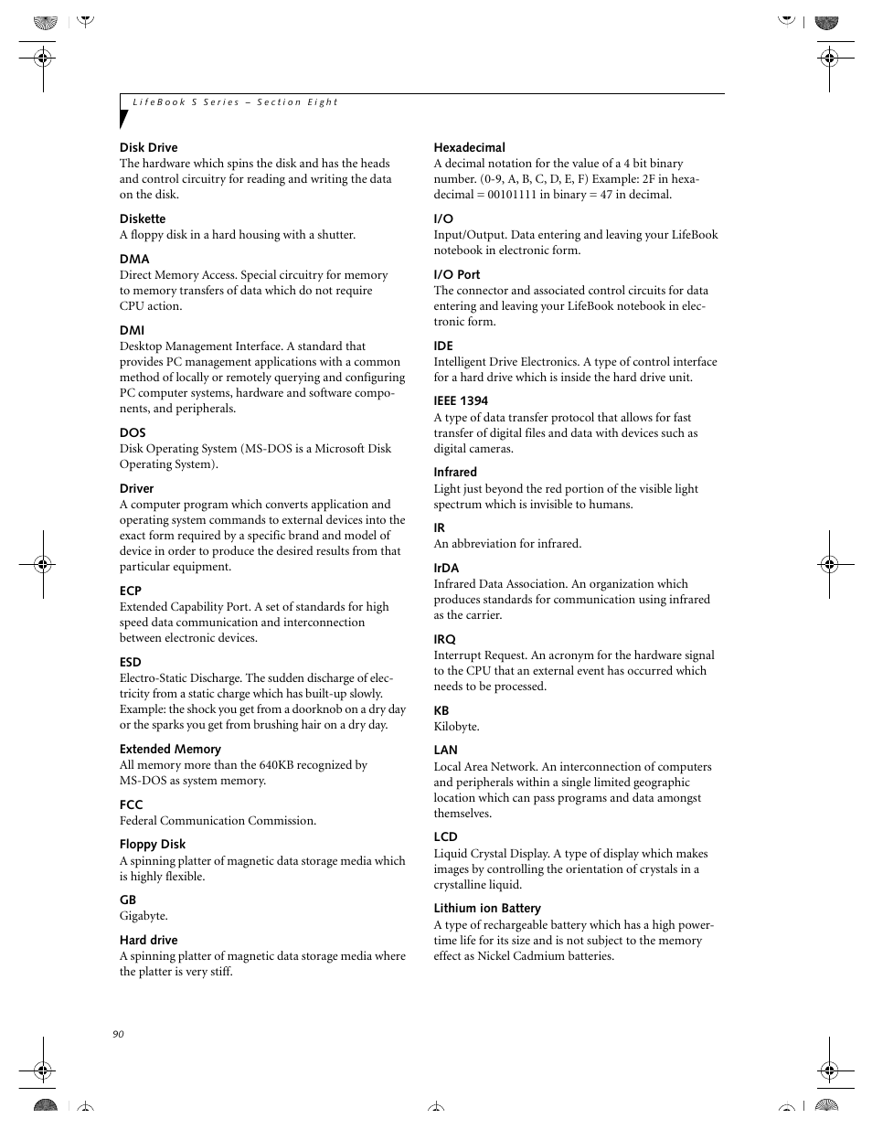 Disk drive, Diskette, Driver | Extended memory, Floppy disk, Hard drive, Hexadecimal, I/o port, Ieee 1394, Infrared | FUJITSU DVD Player User Manual | Page 100 / 108