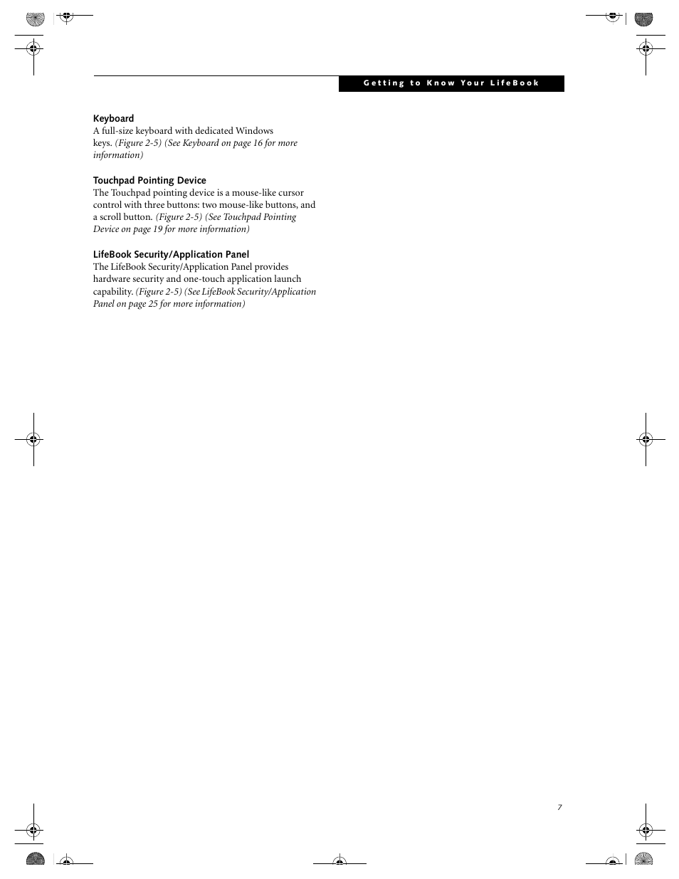 Keyboard, Touchpad pointing device, Lifebook security/application panel | FUJITSU DVD Player User Manual | Page 17 / 108