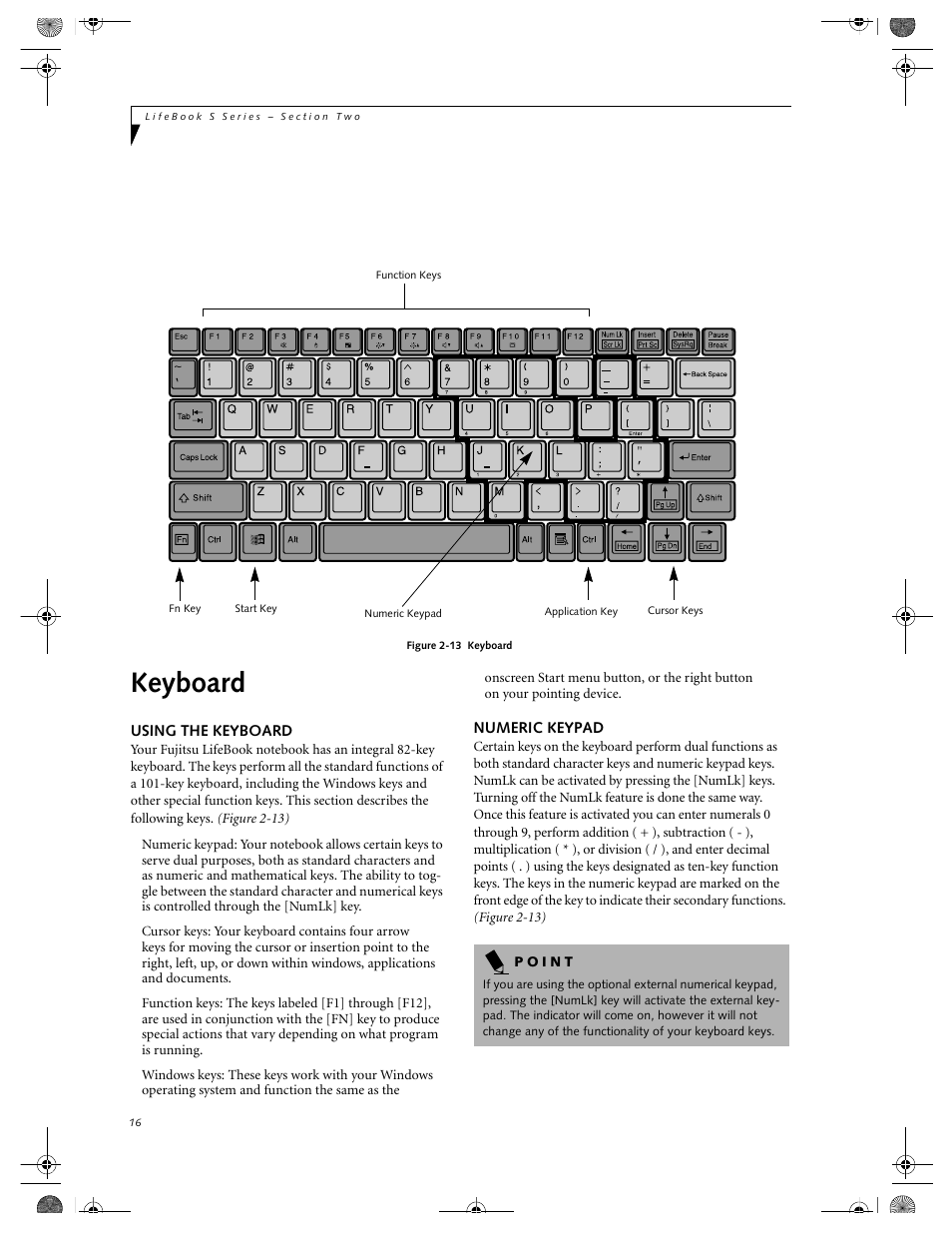 Using the keyboard, Numeric keypad, Keyboard | Using the keyboard numeric keypad | FUJITSU DVD Player User Manual | Page 26 / 108