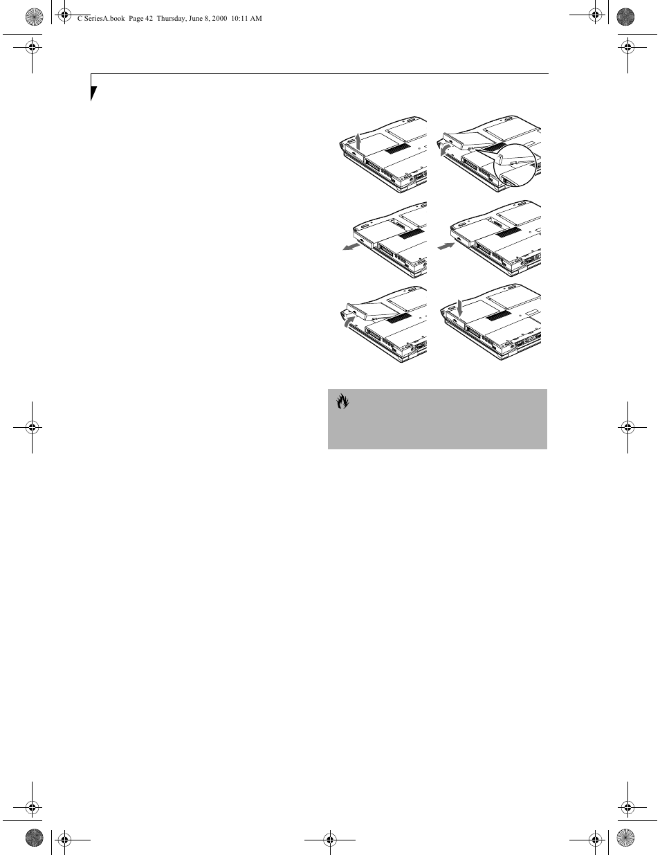 Shorted batteries, Replacing the battery | FUJITSU LIFEBOOK C6577 User Manual | Page 52 / 102