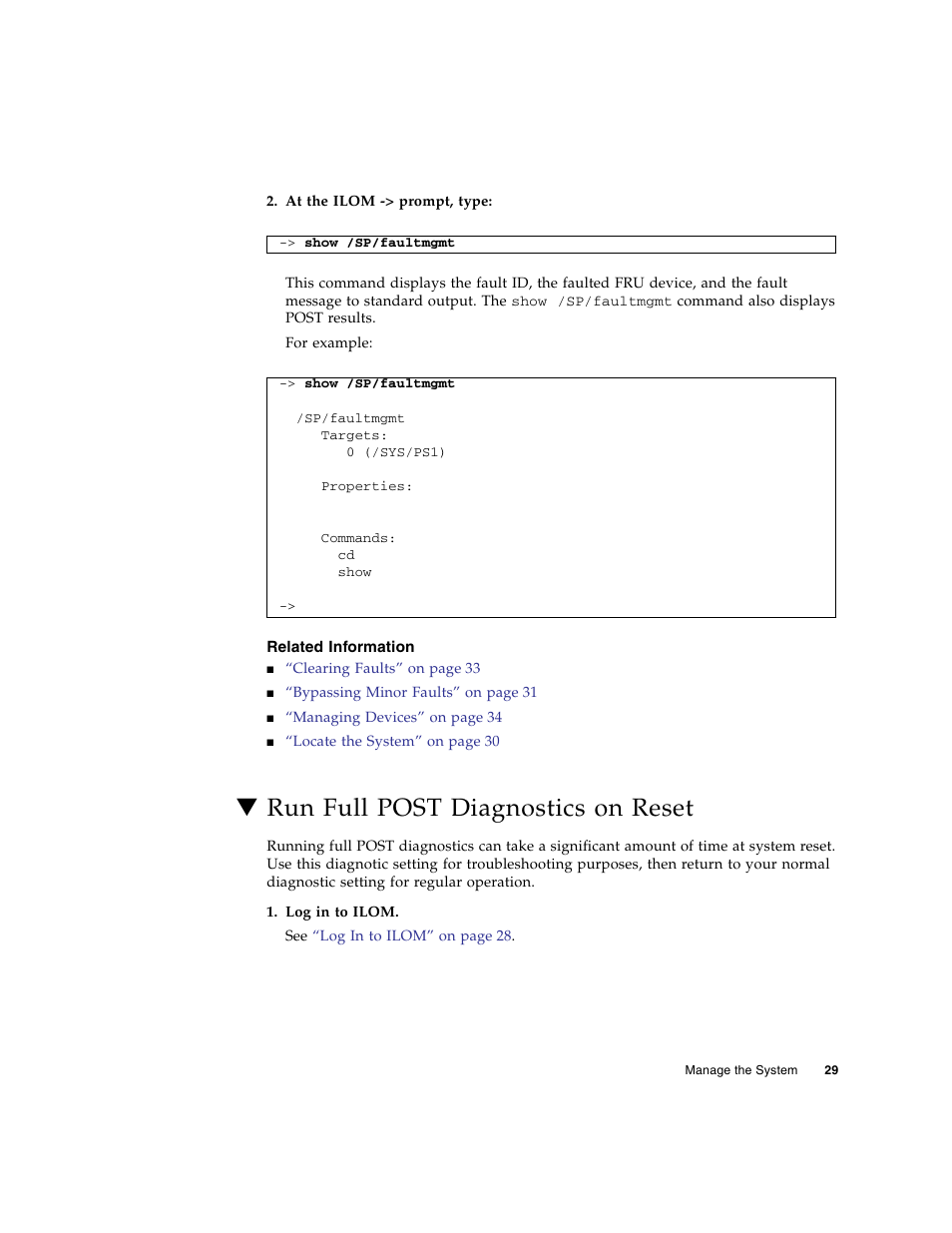 Related information, Run full post diagnostics on reset | FUJITSU Sparc Enterprise Server T5440 User Manual | Page 45 / 72