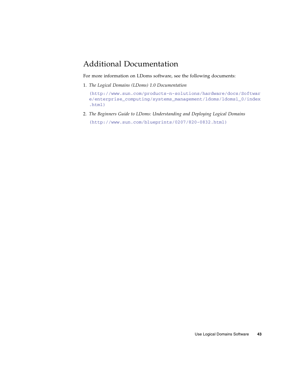 Additional documentation | FUJITSU Sparc Enterprise Server T5440 User Manual | Page 59 / 72