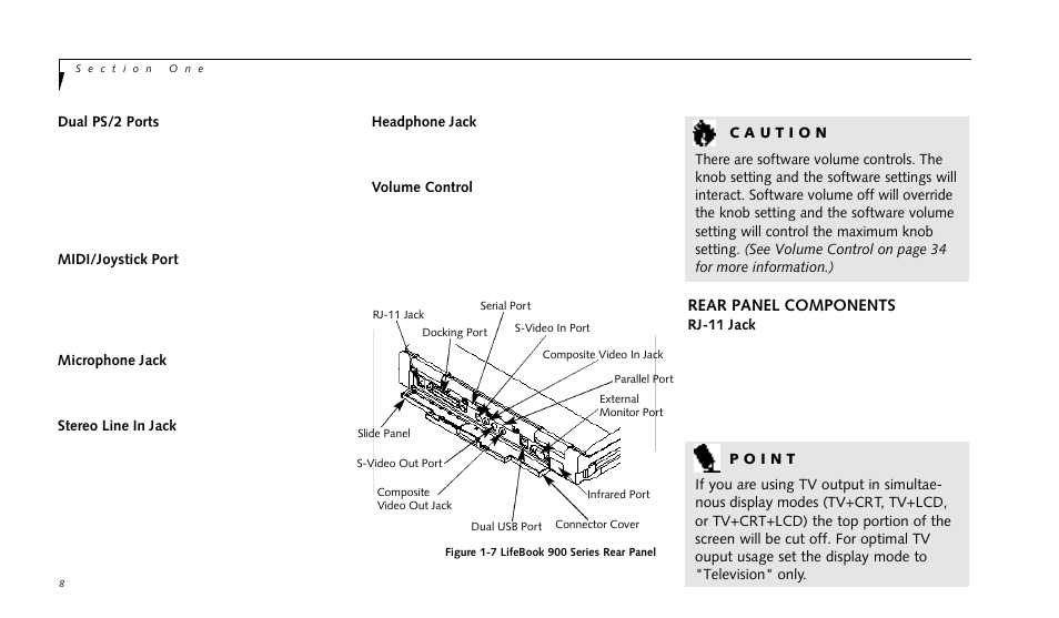 Rear panel components | FUJITSU LIFEBOOK 990TX2 User Manual | Page 19 / 209