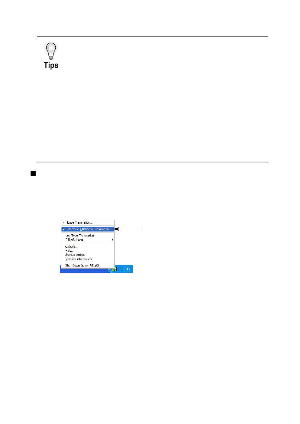 Switching automatic clipboard translation on/off | FUJITSU Atlas V14 BIWD-0991-01ENK(00) User Manual | Page 127 / 302