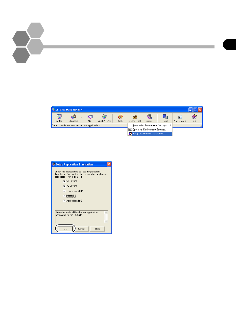 Translating word files [word translation | FUJITSU Atlas V14 BIWD-0991-01ENK(00) User Manual | Page 24 / 302