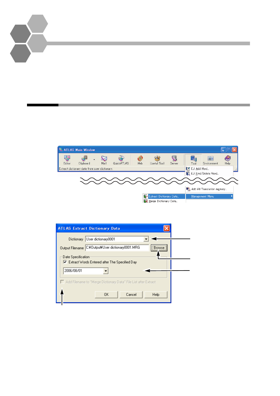 3 managing data of user dictionaries, Chapter 3 managing data of user dictionaries, Managing data of user dictionaries | FUJITSU Atlas V14 BIWD-0991-01ENK(00) User Manual | Page 240 / 302