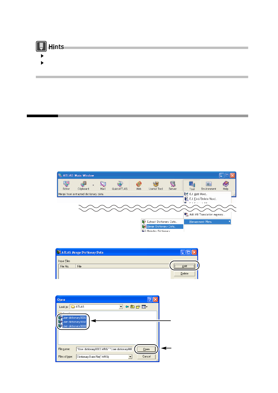 2 merging data of user dictionaries | FUJITSU Atlas V14 BIWD-0991-01ENK(00) User Manual | Page 241 / 302