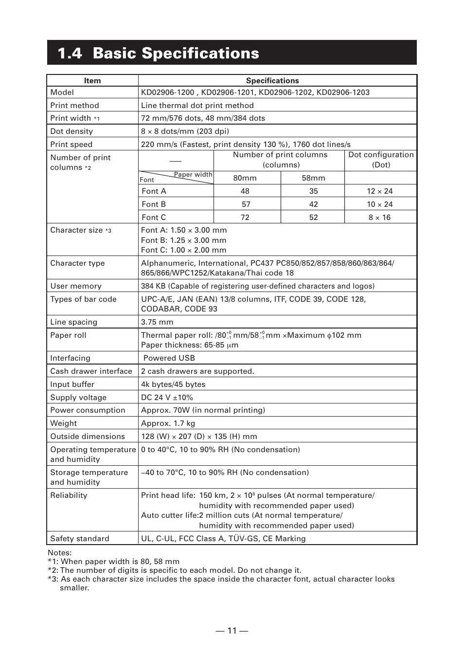 4 basic specifications | FUJITSU KD96009-0648 User Manual | Page 14 / 30