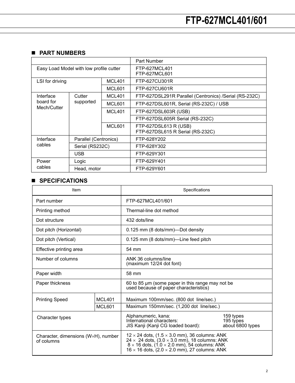 FUJITSU FTP-607 Series User Manual | Page 2 / 7