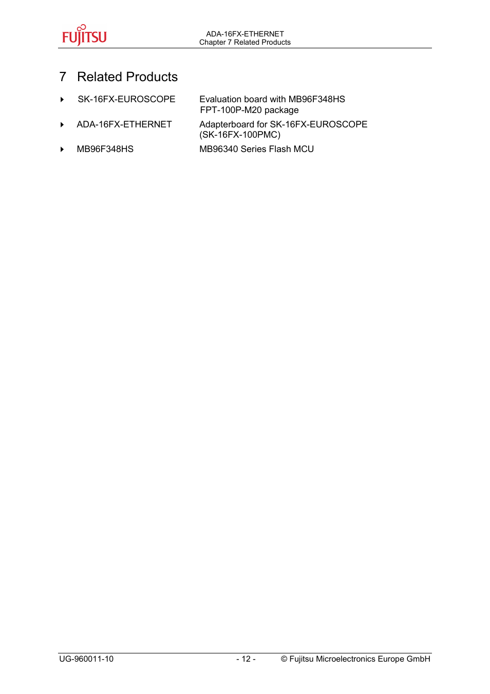 7 related products | FUJITSU FMC-16FX FAMILY User Manual | Page 12 / 14