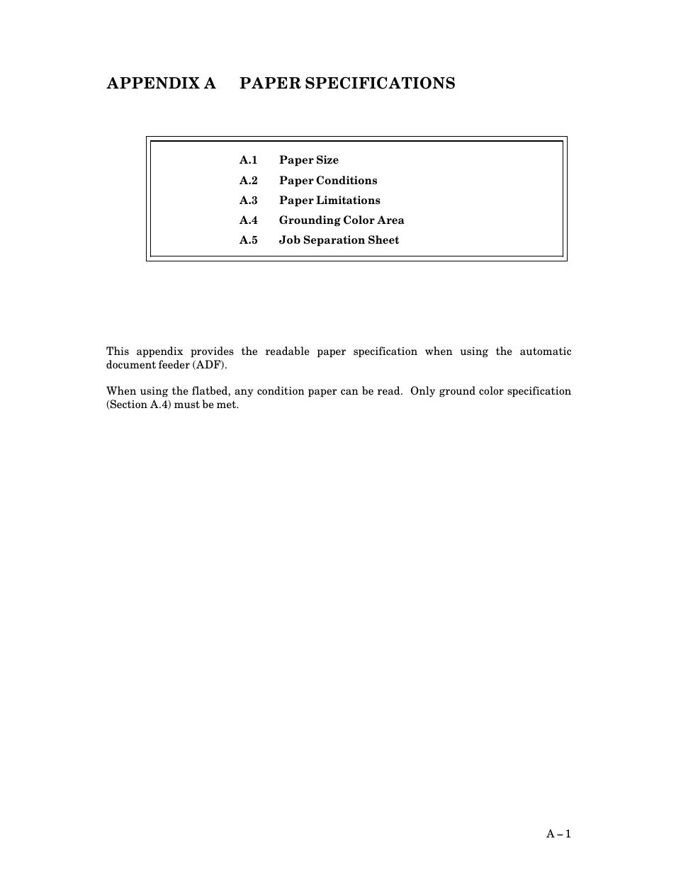 Appendix a paper specifications, A $ 1 | FUJITSU M3093DG User Manual | Page 169 / 208