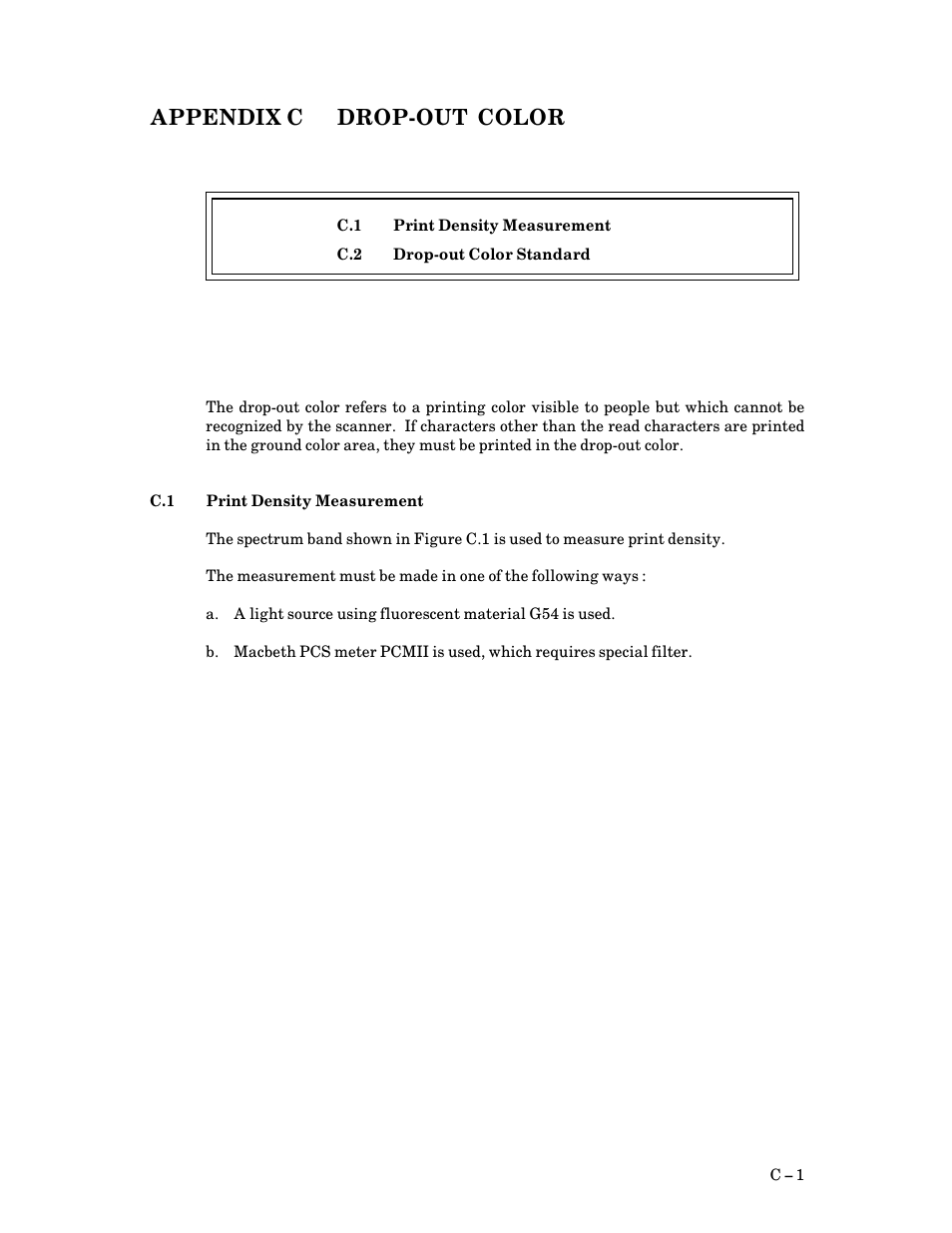 Appendix c drop>out color, C.1 print density measurement, C $ 1 | Print density measurement | FUJITSU M3093DG User Manual | Page 181 / 208